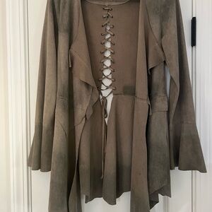 Women's Grey Lace-Up Back Jacket